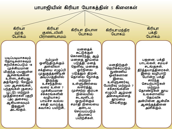 5 Branches of Babaji's Kriya Yoga